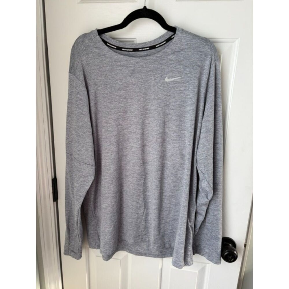 Nike Dri Fit Gray Performance Long Sleeve Workout Shirt Size XL